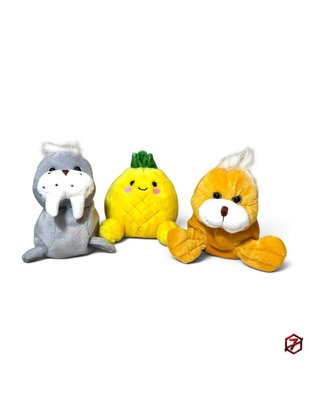 Plush Bundle Lot of 3 Palm Pals Pineapple Bean Bag Buddies Walrus Seal